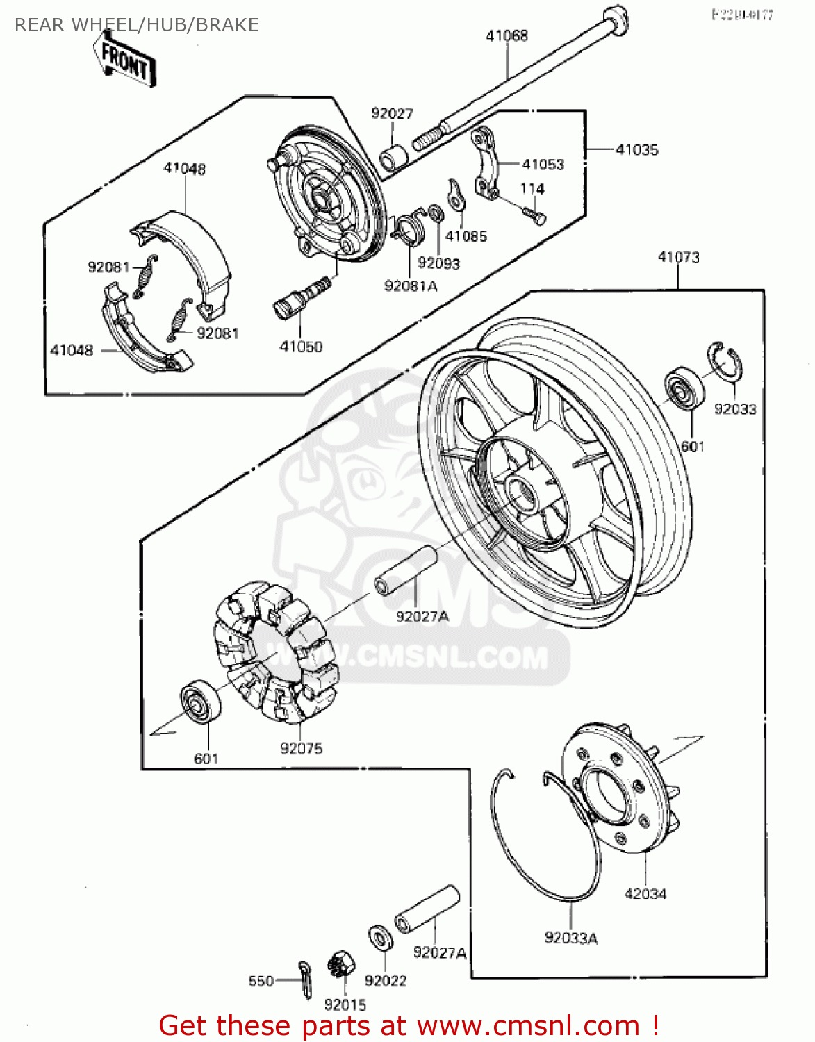 REAR WHEEL/HUB/BRAKE VN700A1 LTD 1985 USA CALIFORNIA