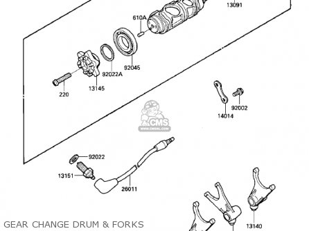 GEAR CHANGE DRUM & FORKS - VN700A1 LTD 1985 USA CALIFORNIA
