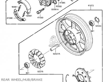 REAR WHEEL/HUB/BRAKE - VN700A1 LTD 1985 USA CALIFORNIA