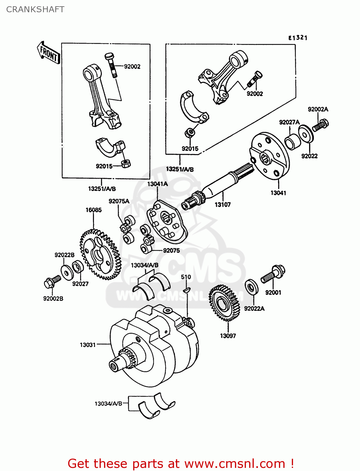 CRANKSHAFT VN750A10 VN750 TWIN 1994 UNITED KINGDOM FR NL AR FG IT SP ST