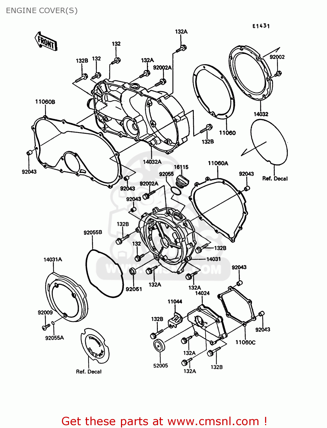 ENGINE COVER(S) VN750A10 VN750 TWIN 1994 UNITED KINGDOM FR NL AR FG IT SP ST