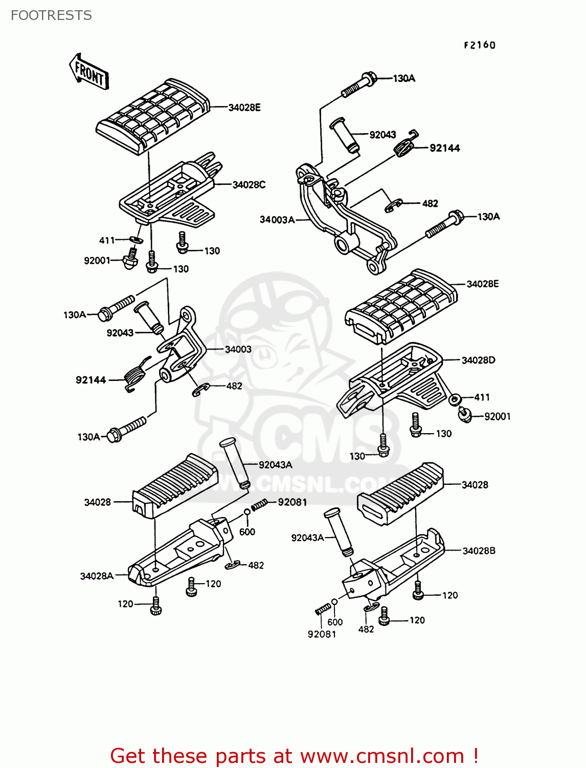 FOOTRESTS VN750A10 VN750 TWIN 1994 UNITED KINGDOM FR NL AR FG IT SP ST