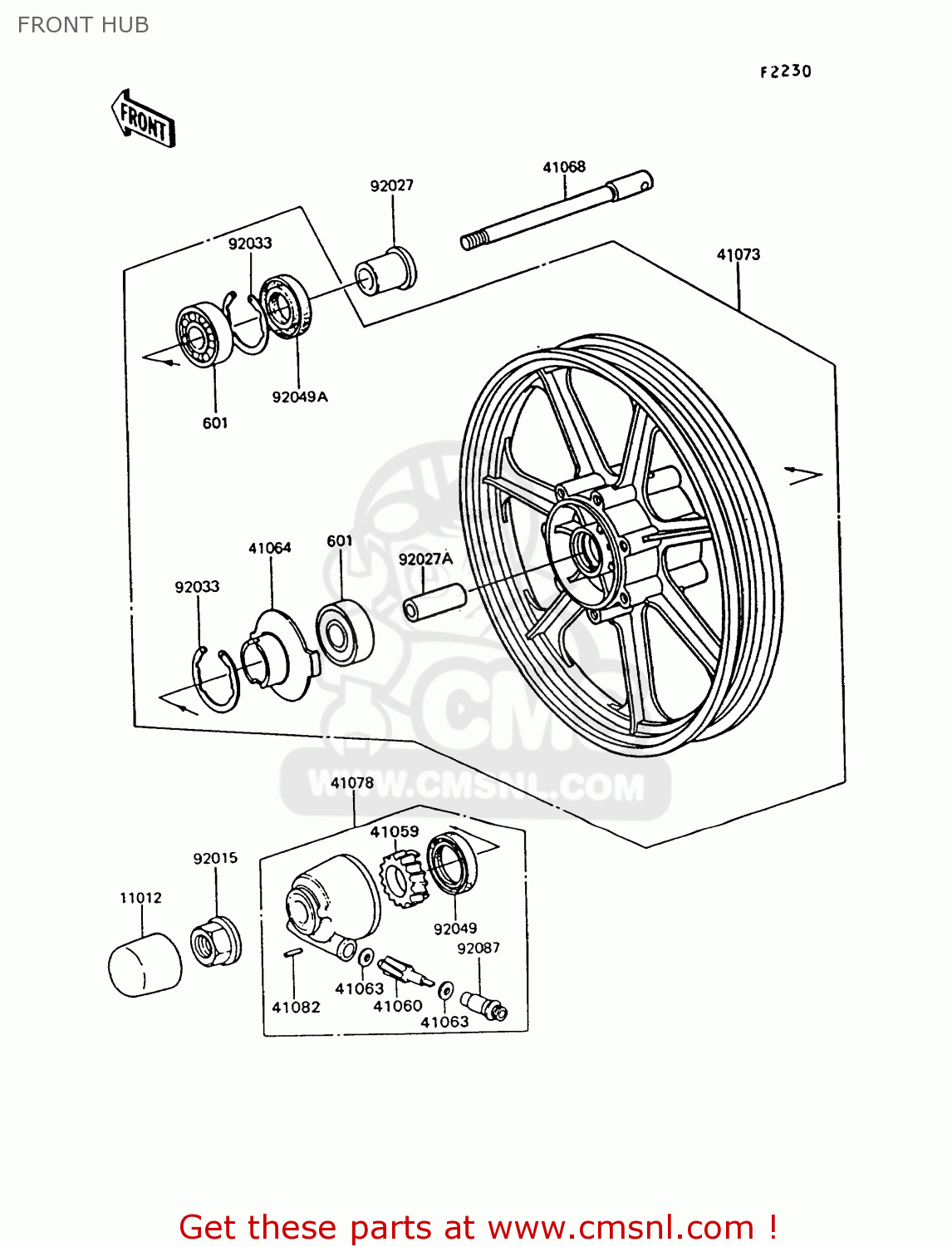 FRONT HUB VN750A10 VN750 TWIN 1994 UNITED KINGDOM FR NL AR FG IT SP ST