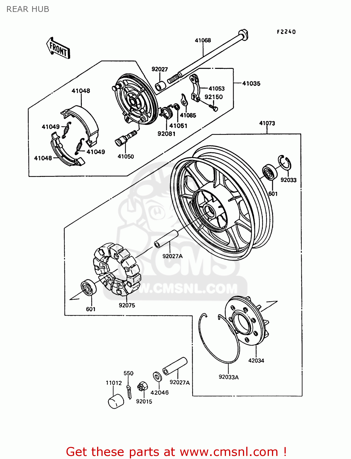 REAR HUB VN750A10 VN750 TWIN 1994 UNITED KINGDOM FR NL AR FG IT SP ST