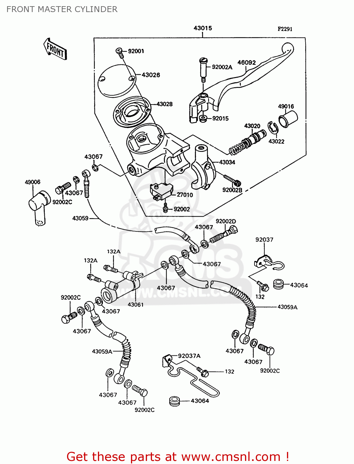 FRONT MASTER CYLINDER VN750A10 VN750 TWIN 1994 UNITED KINGDOM FR NL AR FG IT SP ST