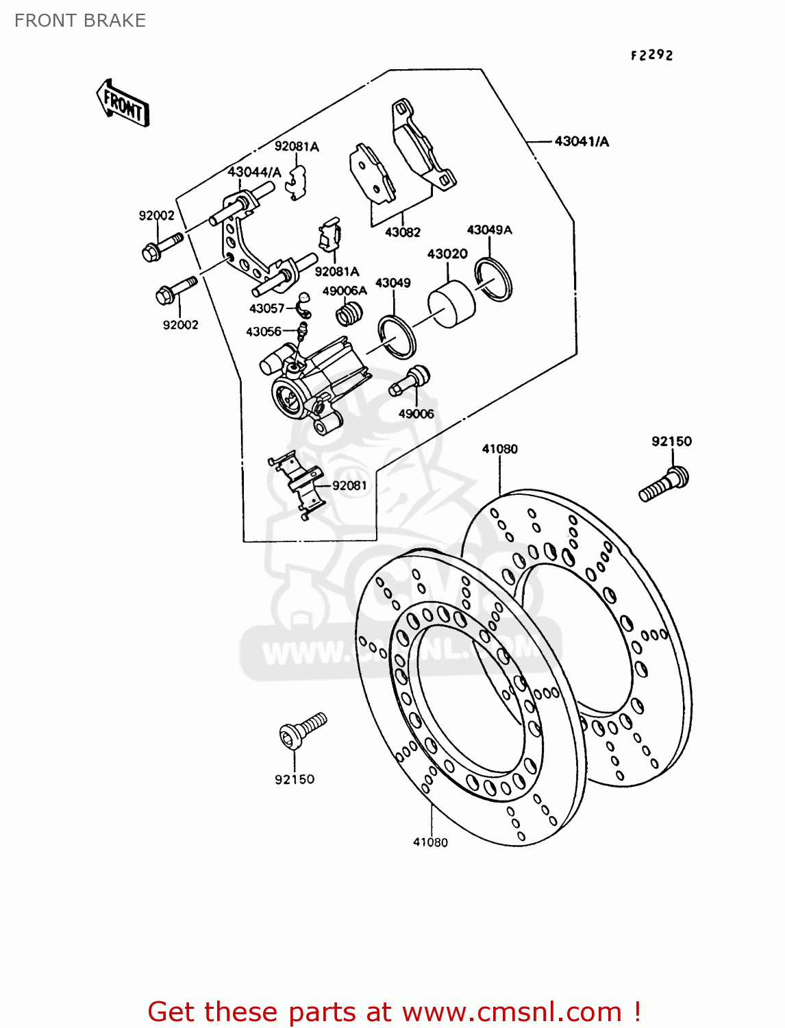 FRONT BRAKE VN750A10 VN750 TWIN 1994 UNITED KINGDOM FR NL AR FG IT SP ST