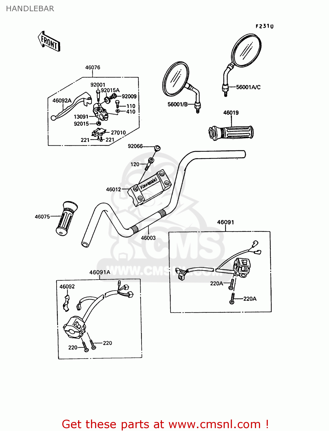 HANDLEBAR VN750A10 VN750 TWIN 1994 UNITED KINGDOM FR NL AR FG IT SP ST