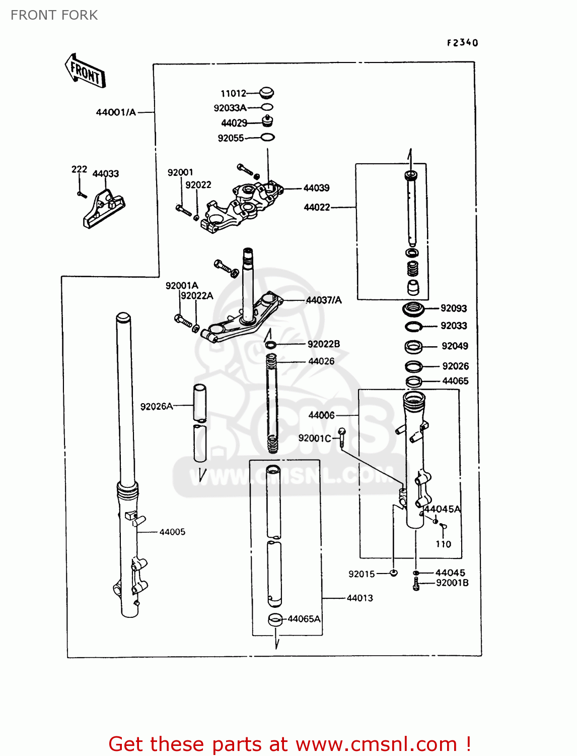 FRONT FORK VN750A10 VN750 TWIN 1994 UNITED KINGDOM FR NL AR FG IT SP ST