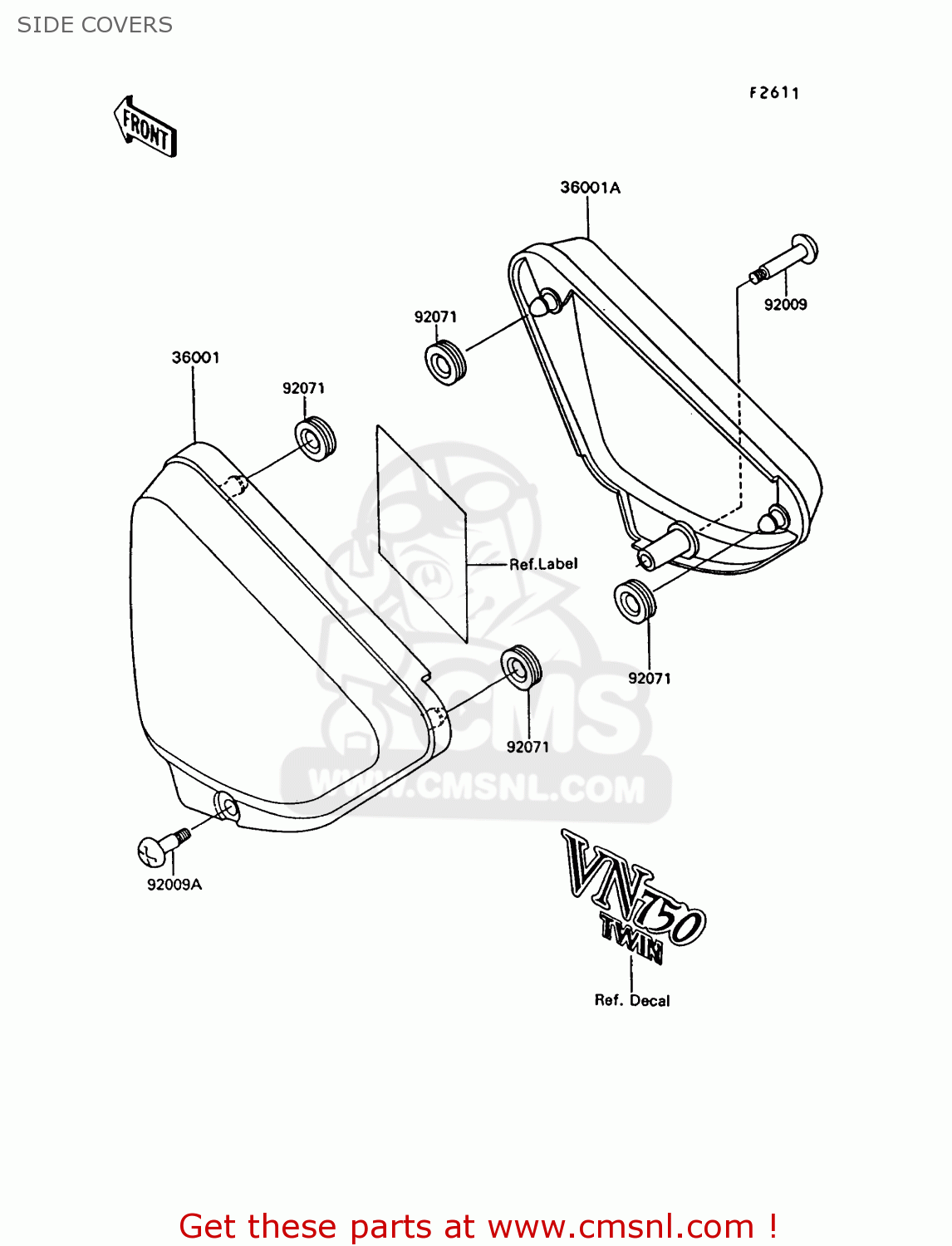 SIDE COVERS VN750A10 VN750 TWIN 1994 UNITED KINGDOM FR NL AR FG IT SP ST