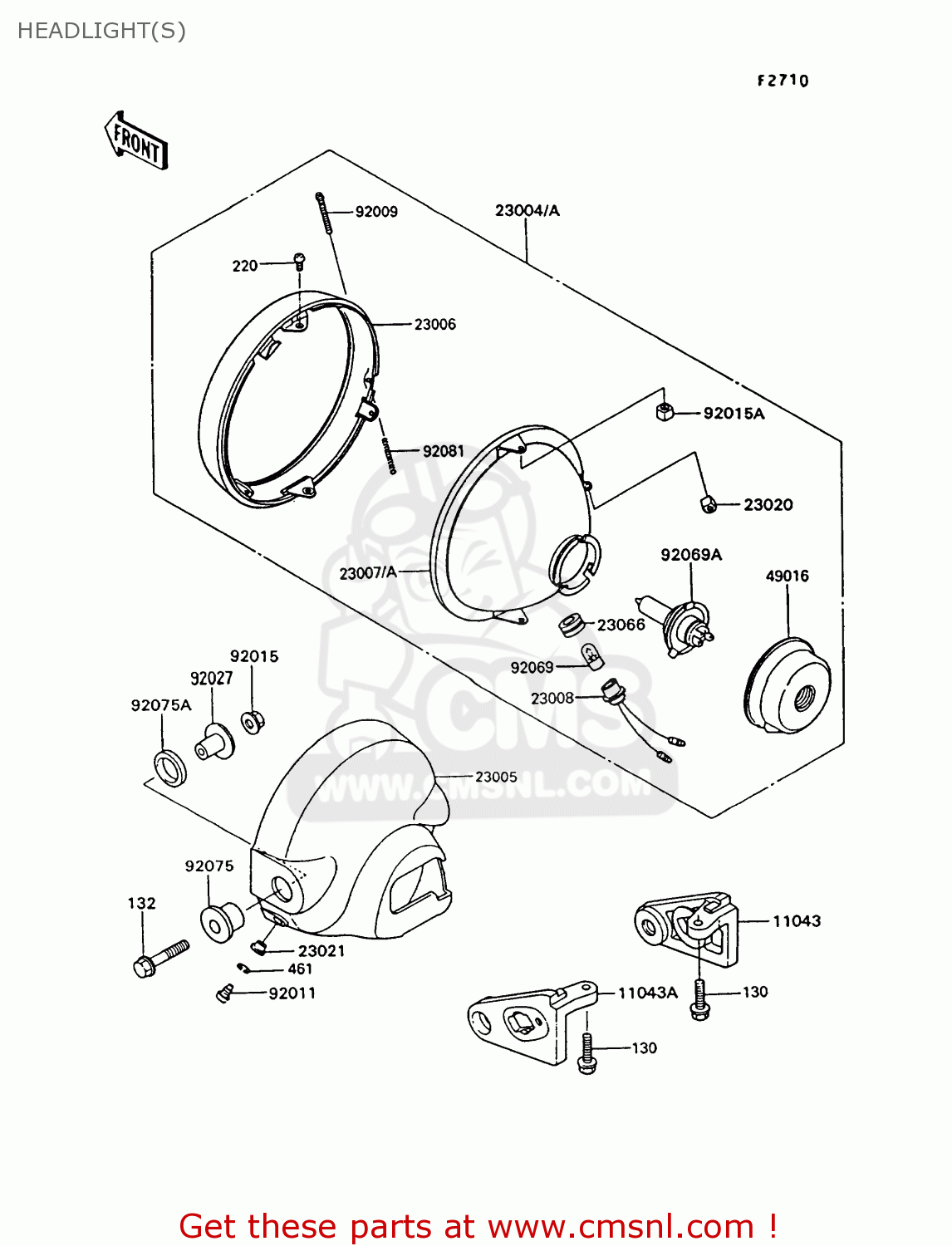 HEADLIGHT(S) VN750A10 VN750 TWIN 1994 UNITED KINGDOM FR NL AR FG IT SP ST
