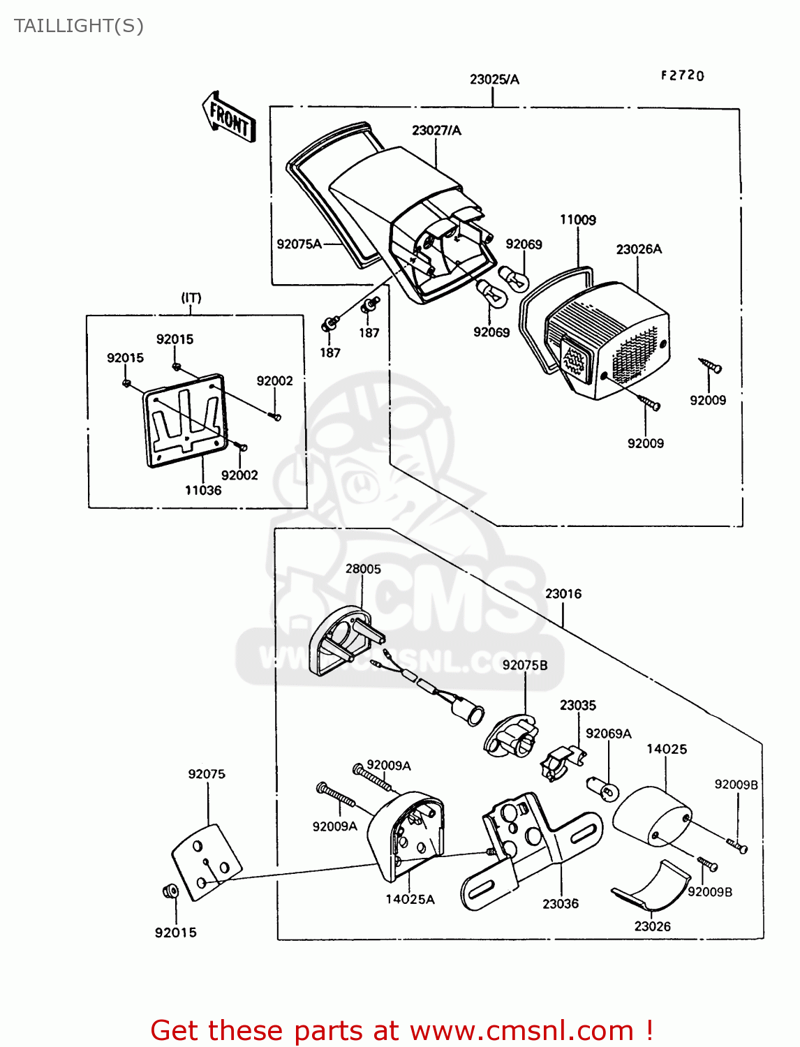 TAILLIGHT(S) VN750A10 VN750 TWIN 1994 UNITED KINGDOM FR NL AR FG IT SP ST