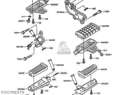 FOOTRESTS - VN750A10 VN750 TWIN 1994 UNITED KINGDOM FR NL AR FG IT SP ST