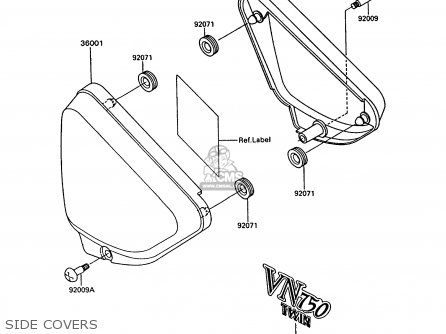 SIDE COVERS - VN750A10 VN750 TWIN 1994 UNITED KINGDOM FR NL AR FG IT SP ST