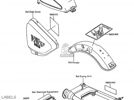 LABELS - VN750A10 VN750 TWIN 1994 UNITED KINGDOM FR NL AR FG IT SP ST