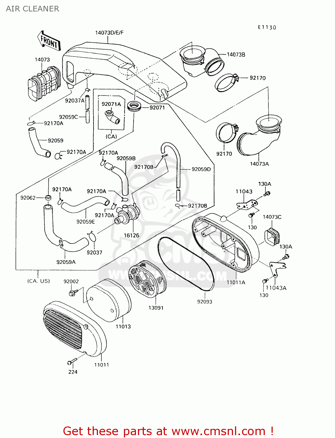 AIR CLEANER VN750A10 VULCAN 750 1994 USA CALIFORNIA CANADA