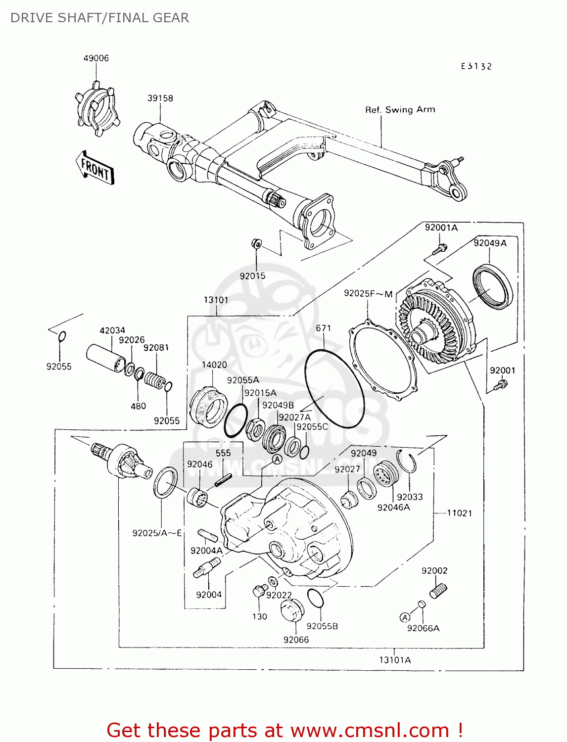 DRIVE SHAFT/FINAL GEAR VN750A10 VULCAN 750 1994 USA CALIFORNIA CANADA