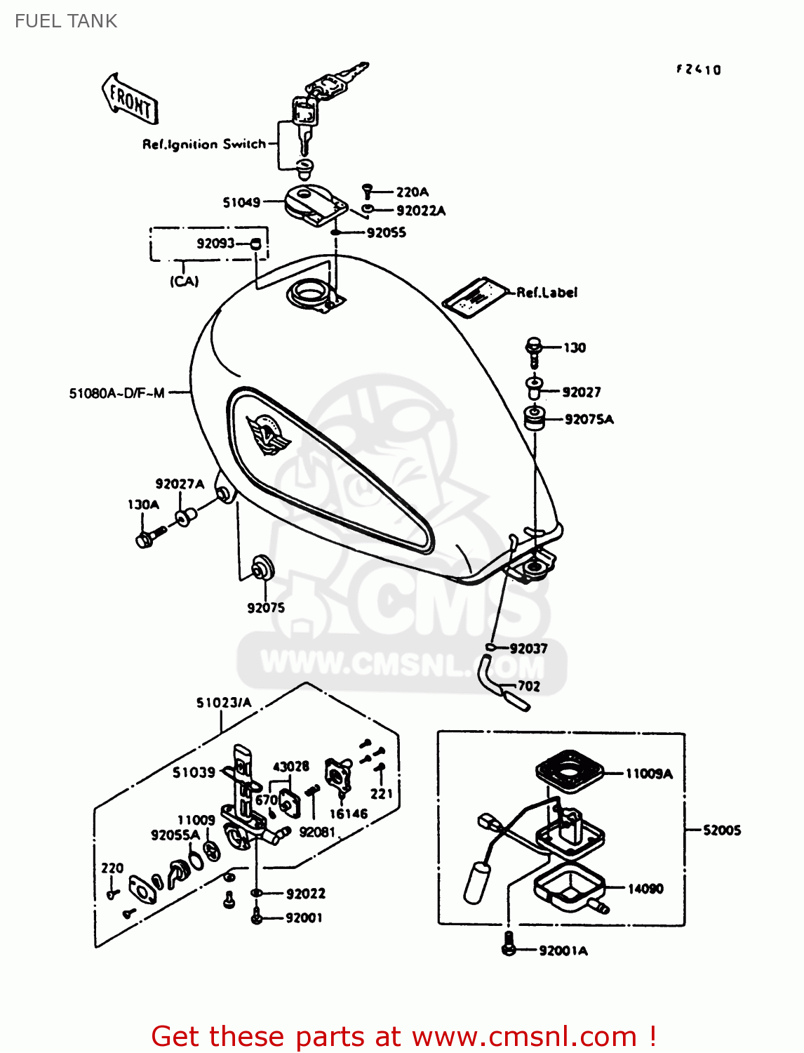 FUEL TANK VN750A10 VULCAN 750 1994 USA CALIFORNIA CANADA