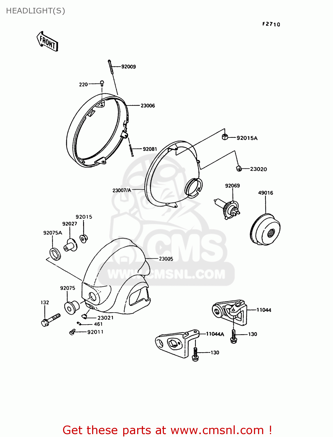 HEADLIGHT(S) VN750A10 VULCAN 750 1994 USA CALIFORNIA CANADA