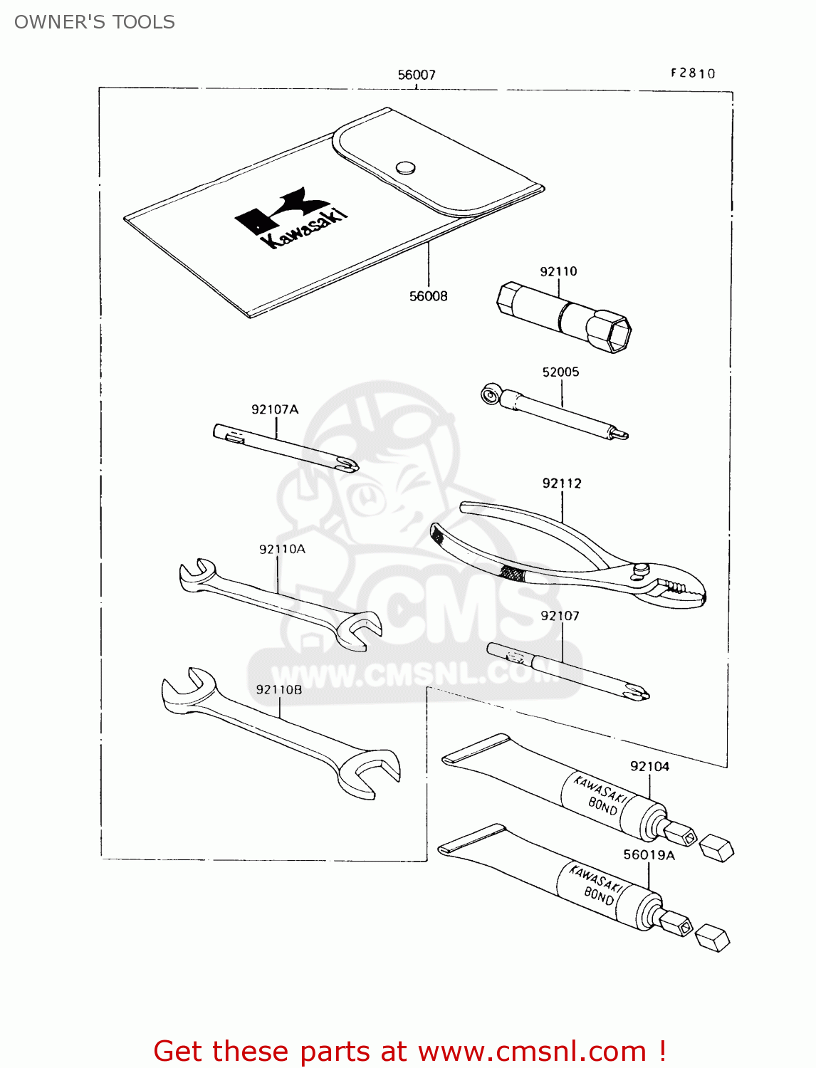 OWNER'S TOOLS VN750A10 VULCAN 750 1994 USA CALIFORNIA CANADA
