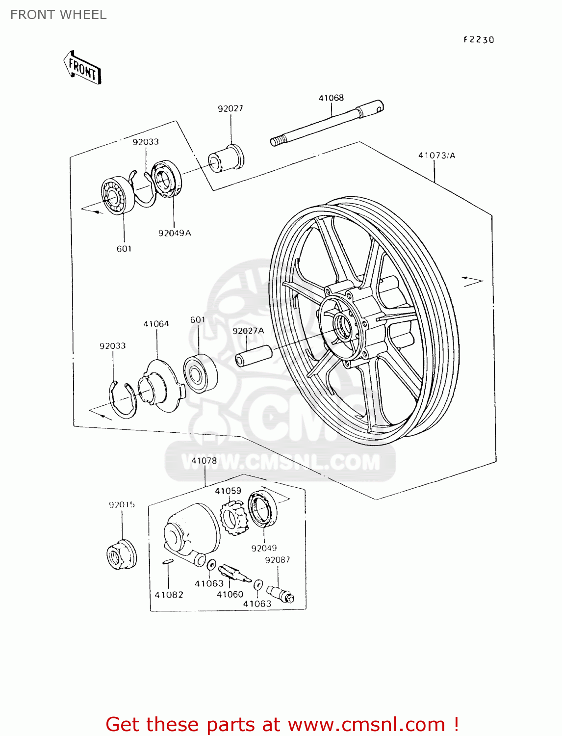 FRONT WHEEL VN750A11 VULCAN 750 1995 USA CALIFORNIA