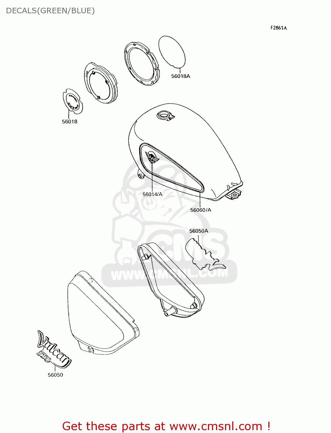 DECALS(GREEN/BLUE) VN750A11 VULCAN 750 1995 USA CALIFORNIA