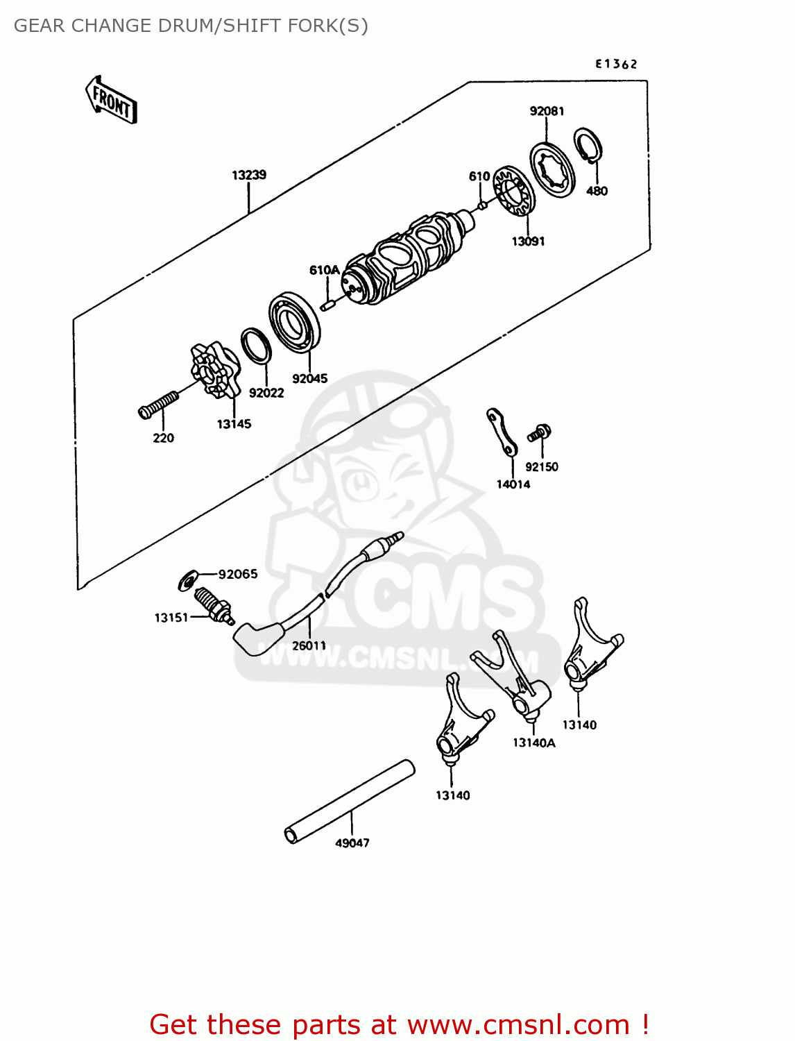 GEAR CHANGE DRUM/SHIFT FORK(S) VN750A12 VULCAN 750 1996 USA CALIFORNIA