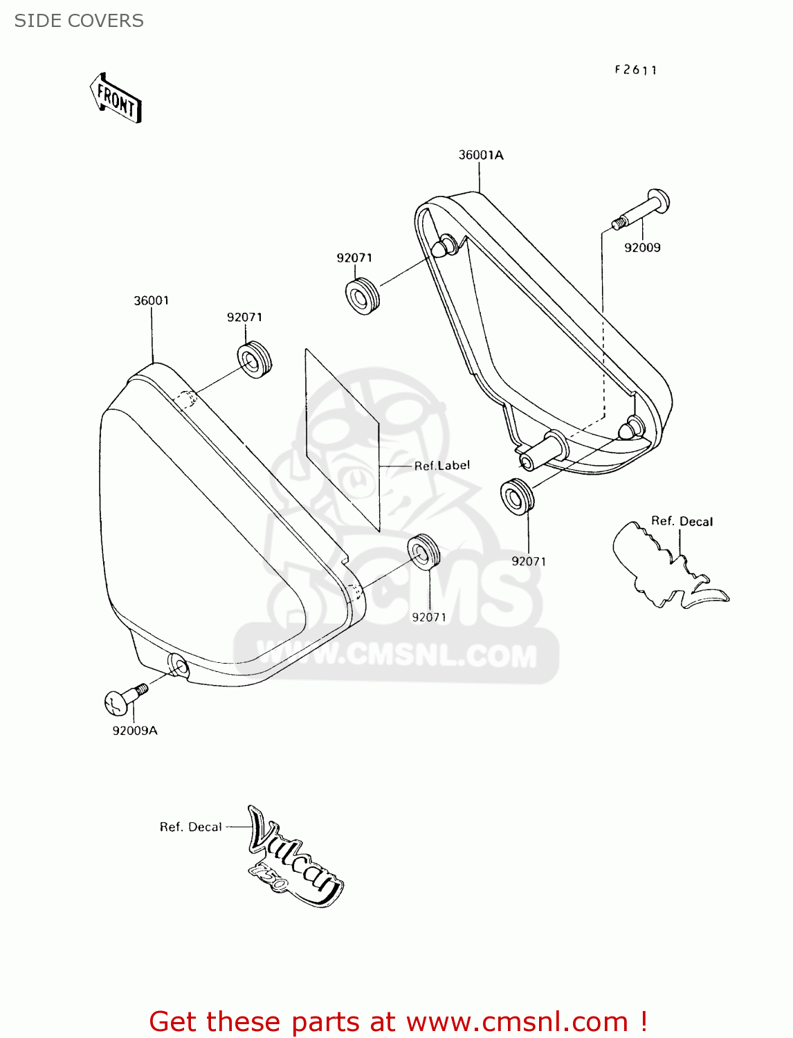 SIDE COVERS VN750A12 VULCAN 750 1996 USA CALIFORNIA