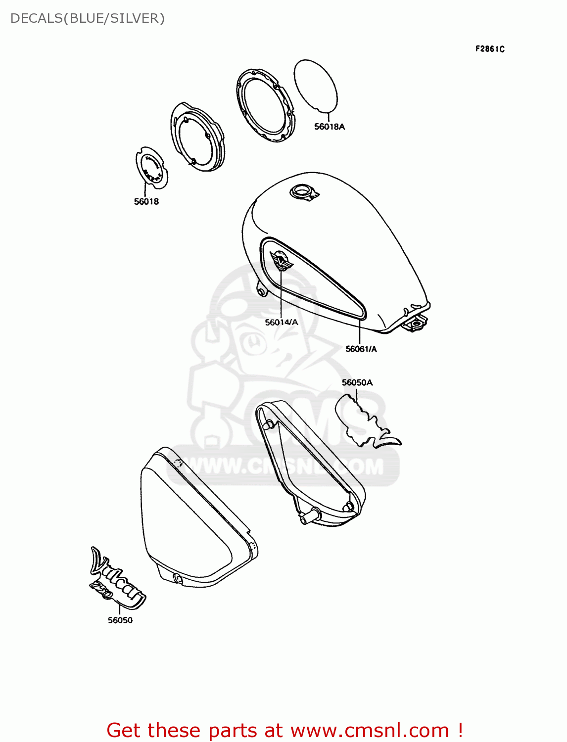 DECALS(BLUE/SILVER) VN750A12 VULCAN 750 1996 USA CALIFORNIA