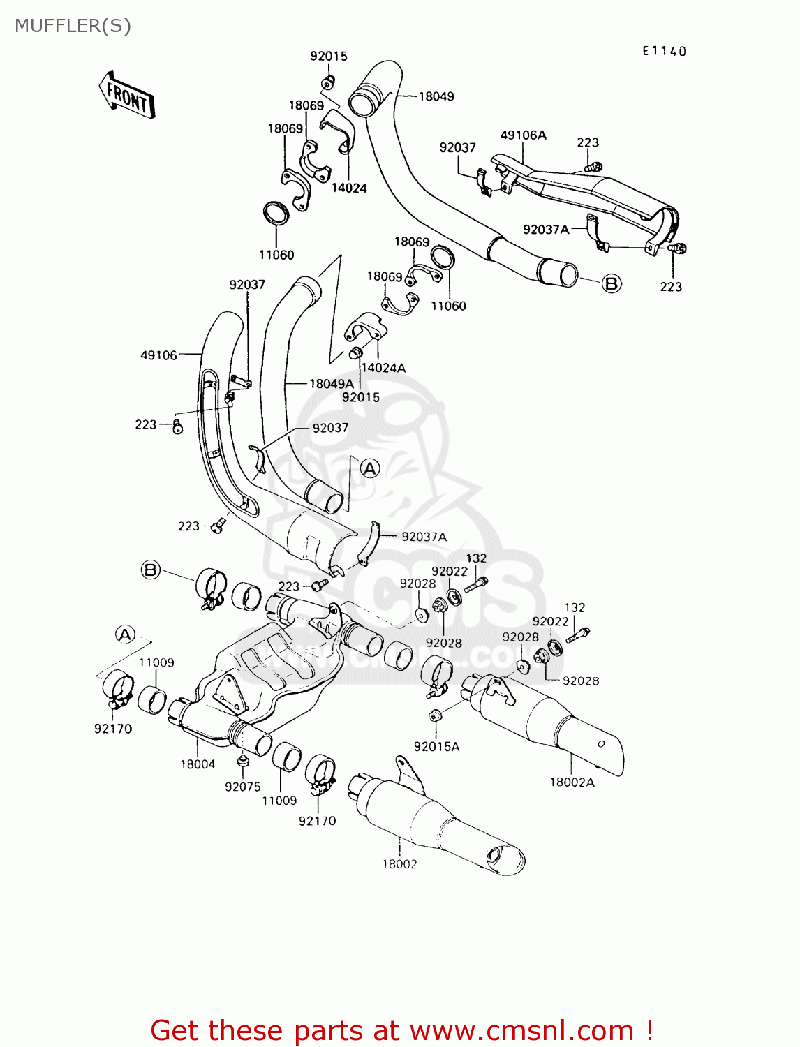 MUFFLER(S) VN750A13 VULCAN 750 1997 USA CALIFORNIA