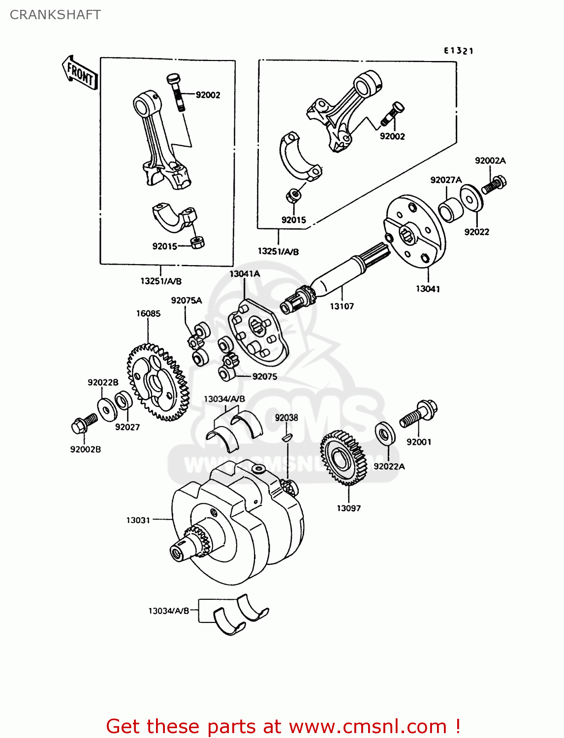 CRANKSHAFT VN750A13 VULCAN 750 1997 USA CALIFORNIA