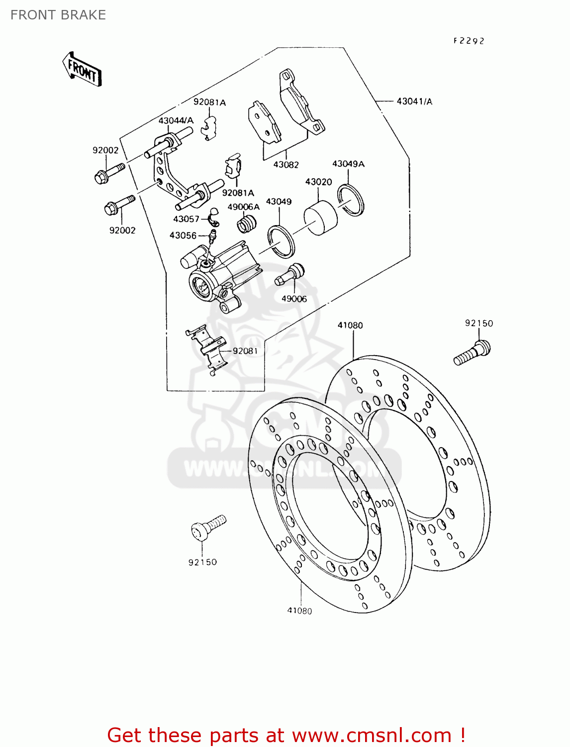 FRONT BRAKE VN750A13 VULCAN 750 1997 USA CALIFORNIA