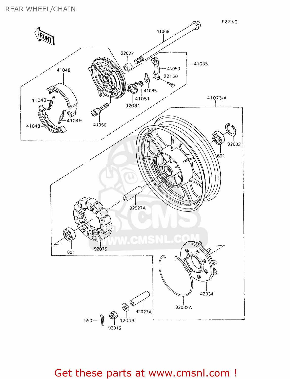 REAR WHEEL/CHAIN VN750A14 VULCAN 750 1998 USA CALIFORNIA