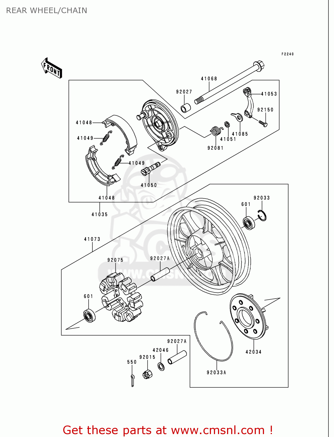 REAR WHEEL/CHAIN VN750A15 VULCAN 750 1999 USA CALIFORNIA
