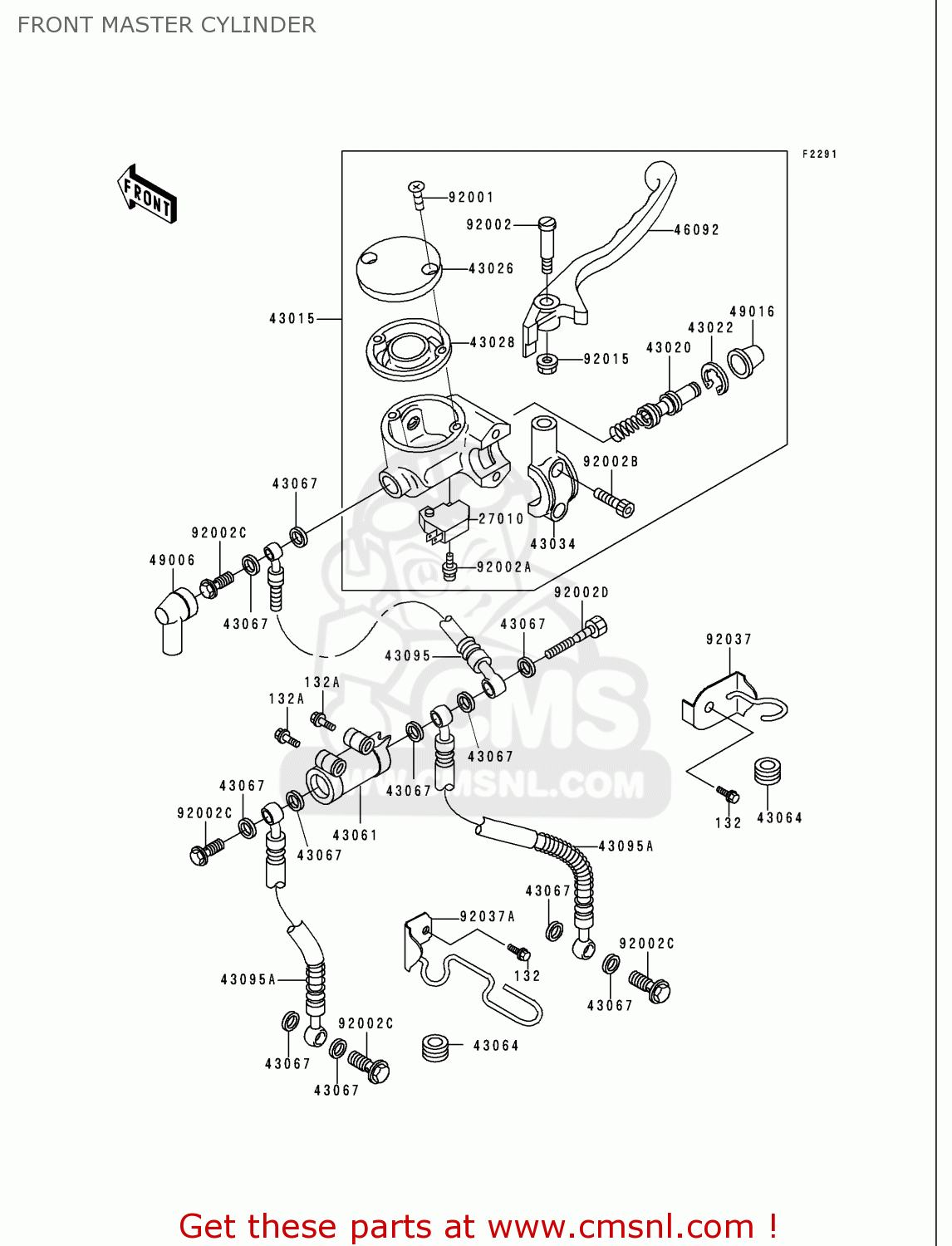 FRONT MASTER CYLINDER VN750A15 VULCAN 750 1999 USA CALIFORNIA