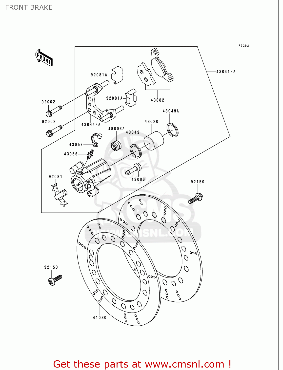 FRONT BRAKE VN750A15 VULCAN 750 1999 USA CALIFORNIA