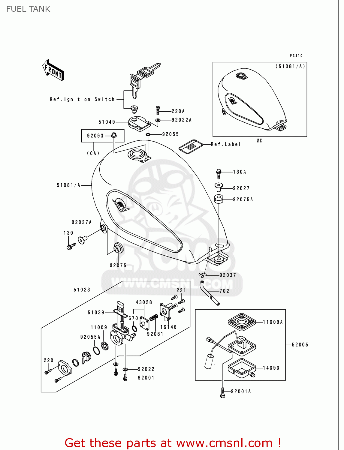 FUEL TANK VN750A15 VULCAN 750 1999 USA CALIFORNIA