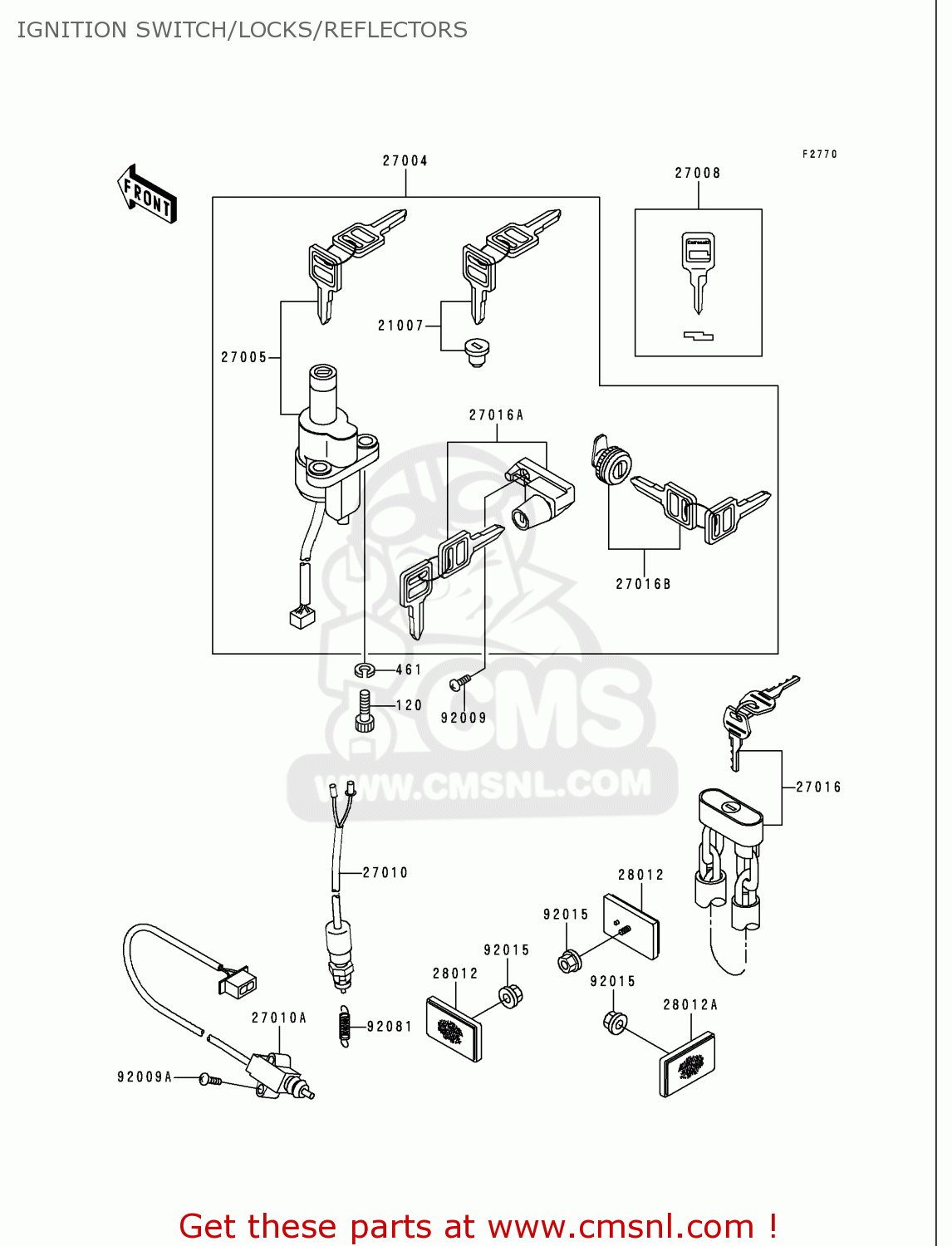 IGNITION SWITCH/LOCKS/REFLECTORS VN750A15 VULCAN 750 1999 USA CALIFORNIA