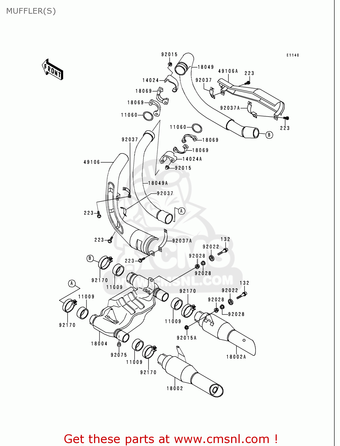 MUFFLER(S) VN750A16 VULCAN 750 2000 USA CALIFORNIA