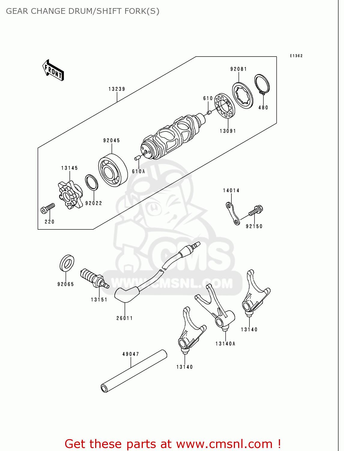 GEAR CHANGE DRUM/SHIFT FORK(S) VN750A16 VULCAN 750 2000 USA CALIFORNIA