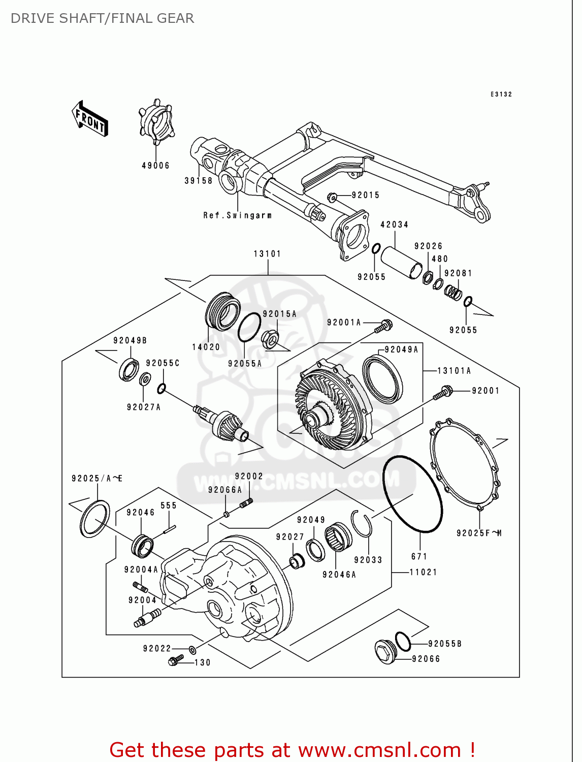 DRIVE SHAFT/FINAL GEAR VN750A16 VULCAN 750 2000 USA CALIFORNIA