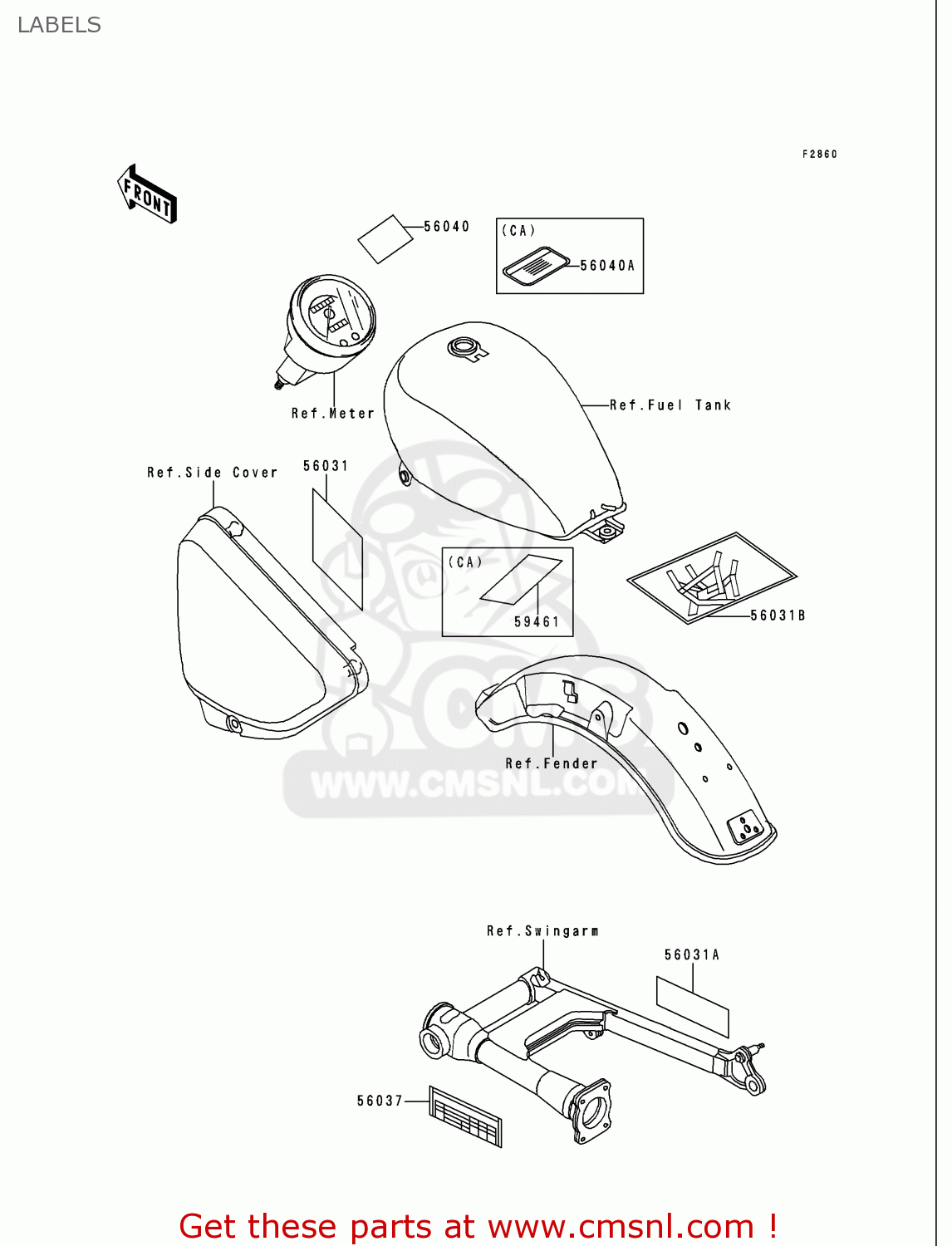 LABELS VN750A16 VULCAN 750 2000 USA CALIFORNIA