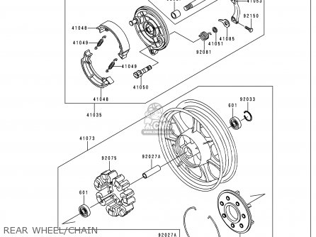 REAR WHEEL/CHAIN - VN750A16 VULCAN 750 2000 USA CALIFORNIA