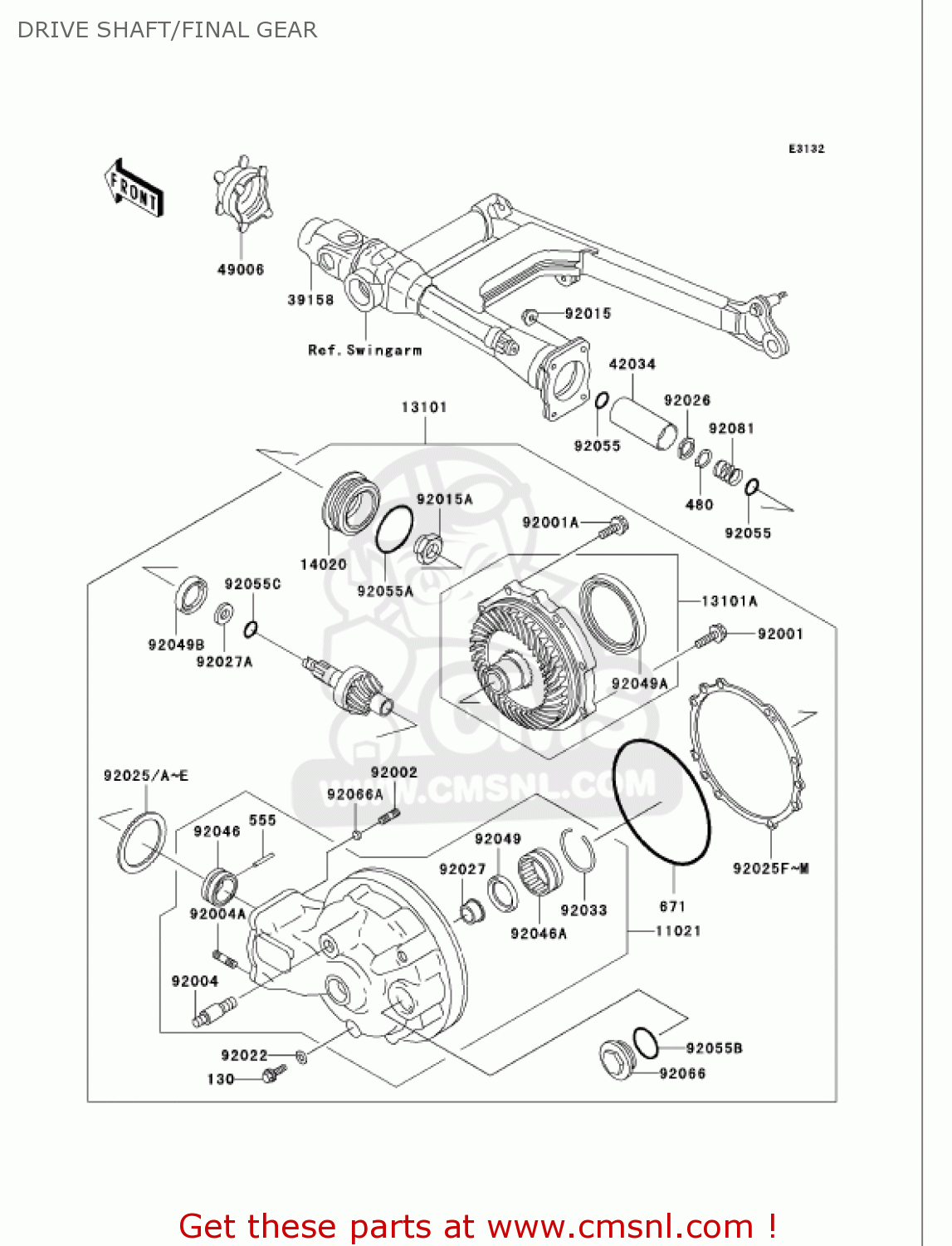 DRIVE SHAFT/FINAL GEAR VN750A17 VULCAN 750 2001 USA CALIFORNIA