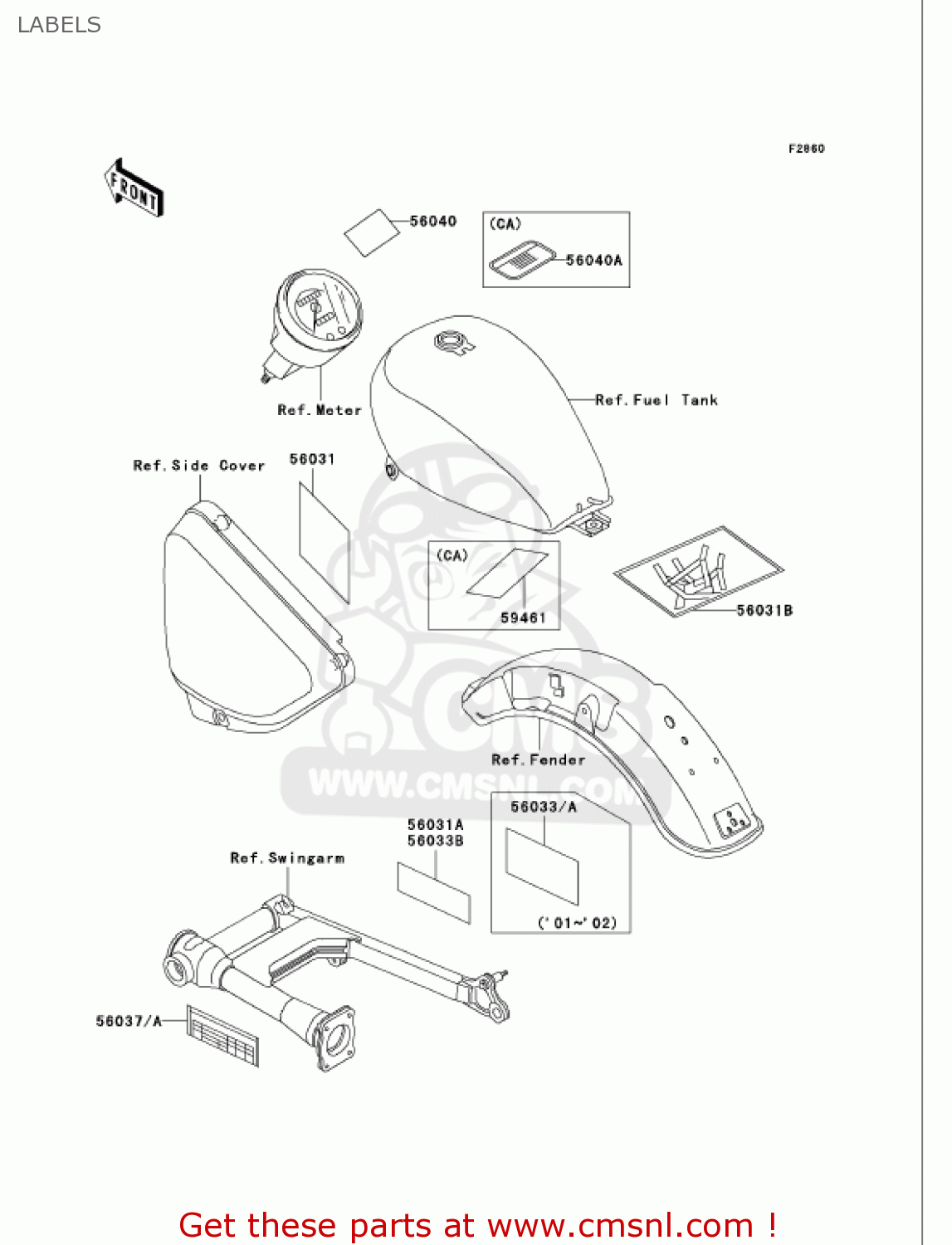 LABELS VN750A17 VULCAN 750 2001 USA CALIFORNIA