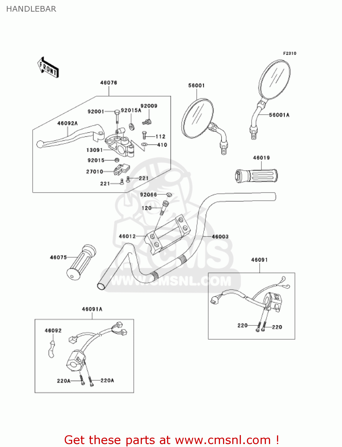 HANDLEBAR VN750A17 VULCAN 750 2001 USA CALIFORNIA