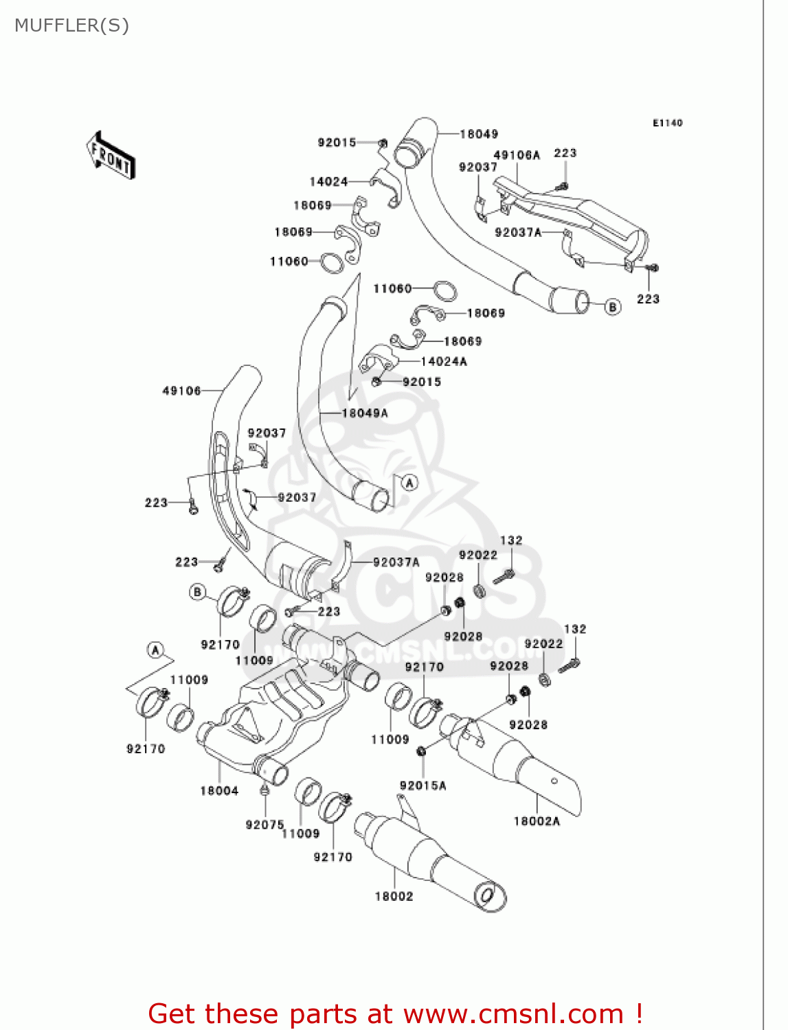 MUFFLER(S) VN750A17 VULCAN 750 2001 USA CALIFORNIA