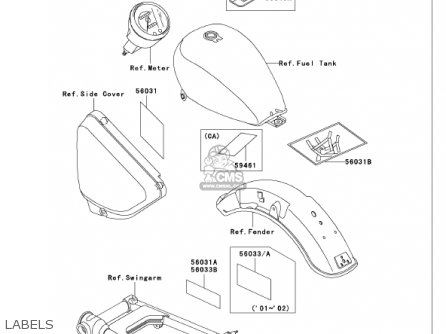 LABELS - VN750A17 VULCAN 750 2001 USA CALIFORNIA