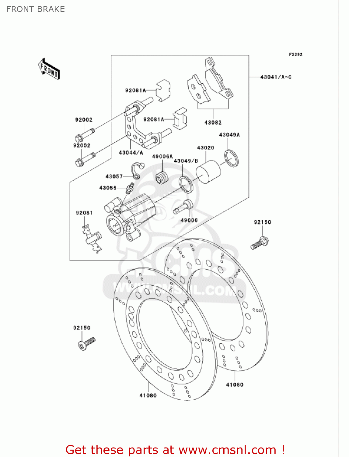 FRONT BRAKE VN750A18 VULCAN 750 2002 USA CALIFORNIA