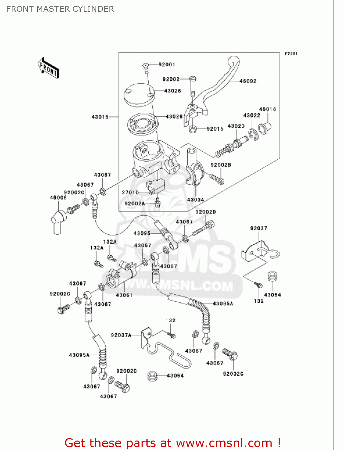 FRONT MASTER CYLINDER VN750A18 VULCAN 750 2002 USA CALIFORNIA