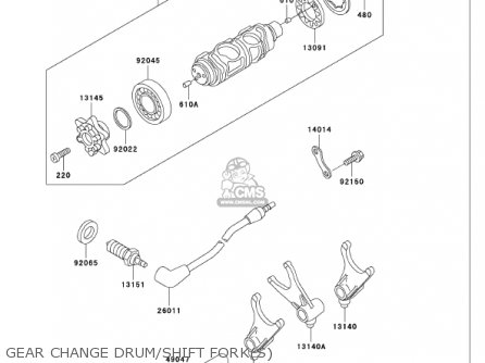 GEAR CHANGE DRUM/SHIFT FORK(S) - VN750A18 VULCAN 750 2002 USA CALIFORNIA